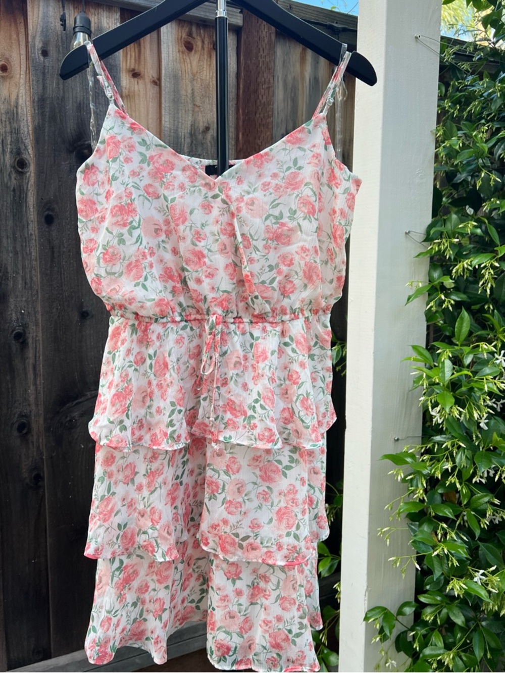 Trixxi Floral Ruffle Sundress Dress | Romantic Cottagecore Mini,Pink &Green, M